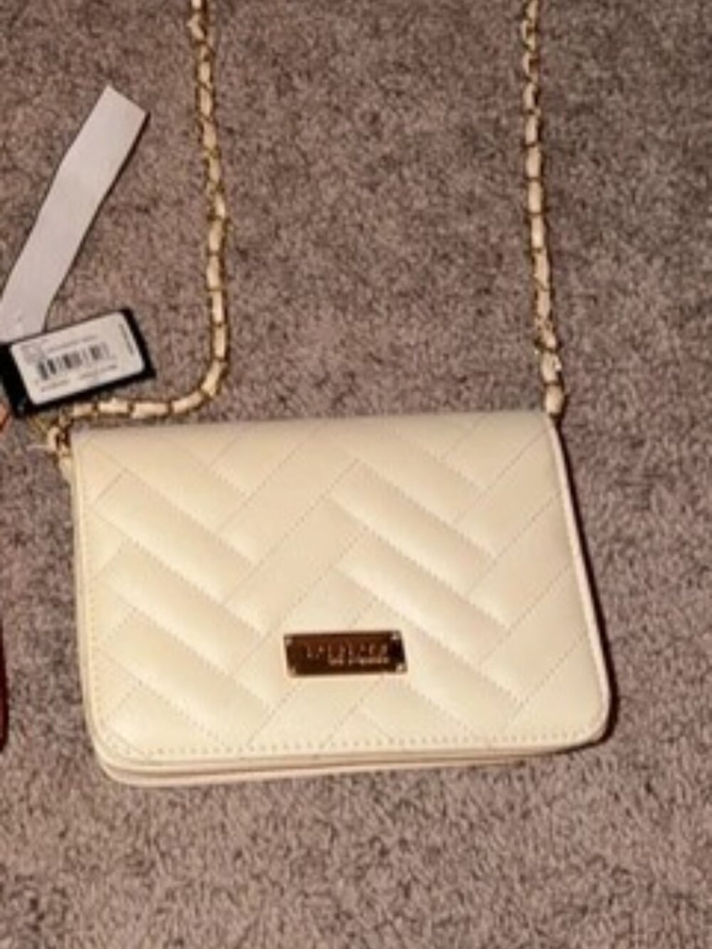 bebe Sophia Quilted Small Crossbody Bag with Gold Chain
